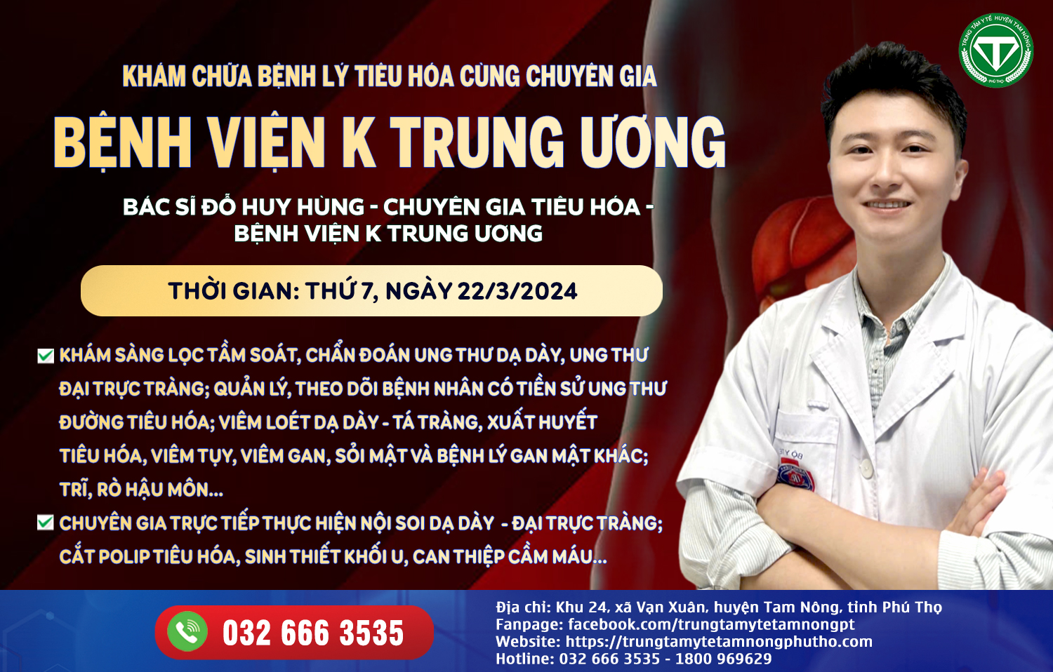 Khám bệnh, nội soi tiêu hóa, tầm soát ung thư cùng chuyên gia Bệnh viện K Trung Ương